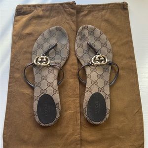Brown Gucci Flip Flops size 7 1/2